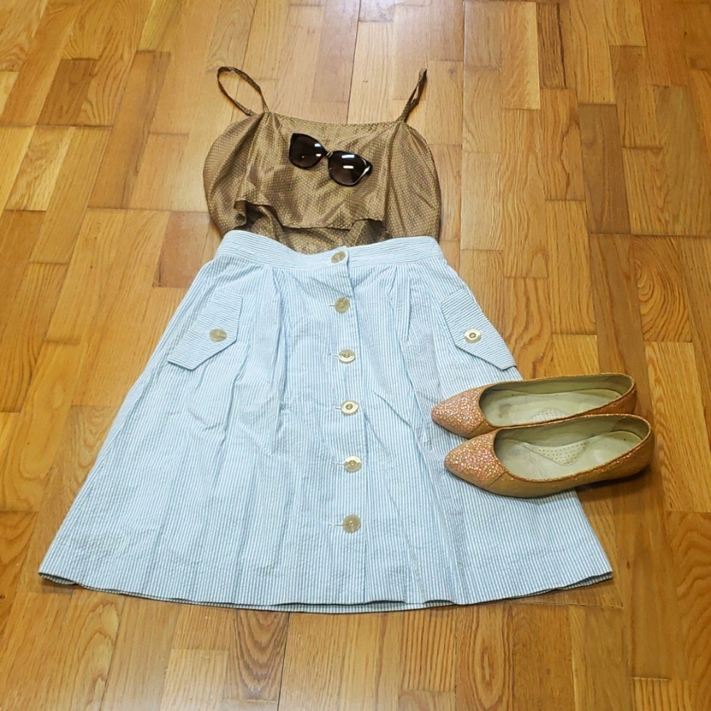 EUC United Bamboo Seersucker Skirt Sz4